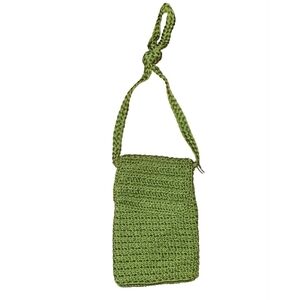 THE SAK Mini Flap Crochet Crossbody CHARTRUESE Bag Purse 6 x 8